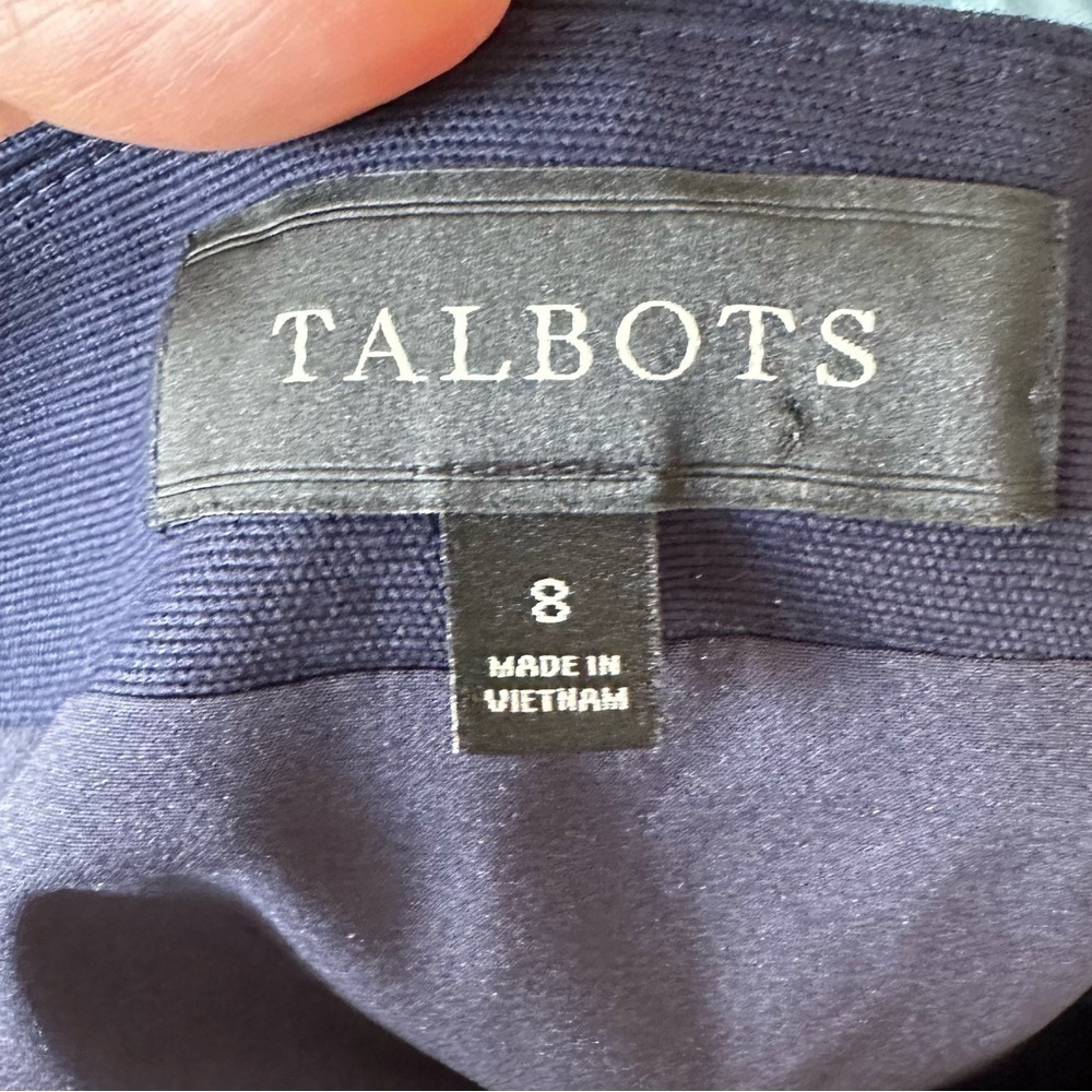 Talbots scalloped hem A-Line navy and white skirt size 8 NWOT office car… - Picture 5 of 5